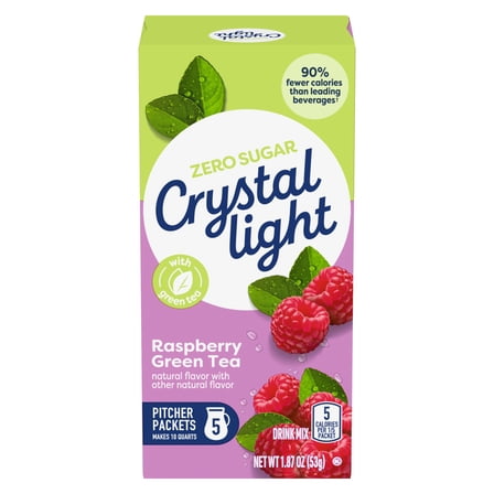 Crystal Light Raspberry Green Tea Naturally Flavored Powdered Drink Mix, 5 ct Pitcher Packets