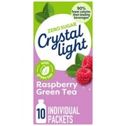 Crystal Light Drink Mix, 10 Packets, for Convenient On-the-Go Flavorful Hydration, Naturally flavored with other natural flavor Raspberry Green Tea, Zero Sugar, 0.96 oz