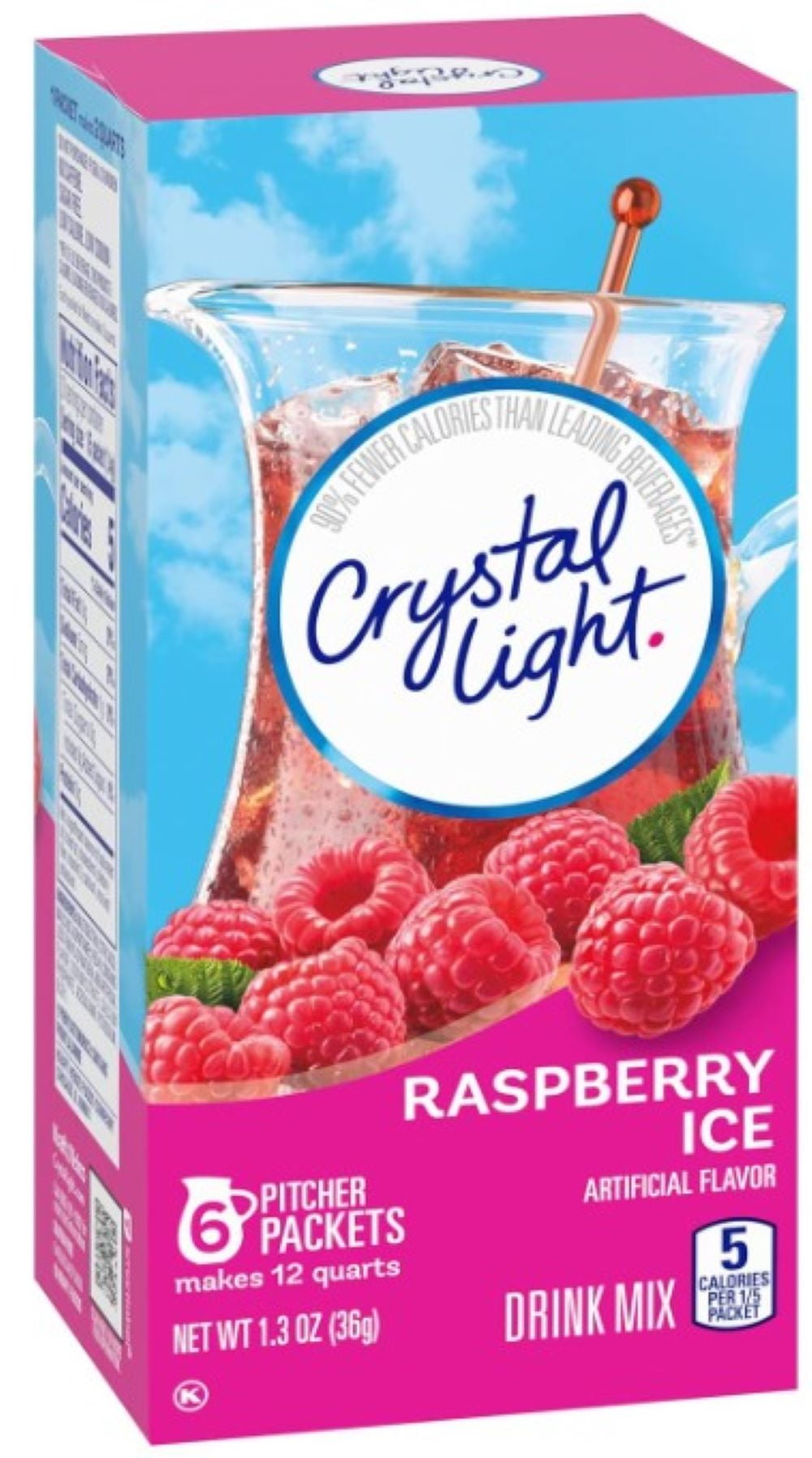 Crystal Light Raspberry Ice Artificially Flavored Powdered Drink Mix, 6 ct Pitcher Packets