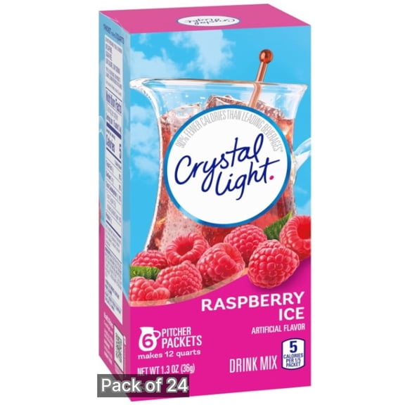 Crystal Light Raspberry Ice Drink Mix 1.3 oz (Pack of 24)