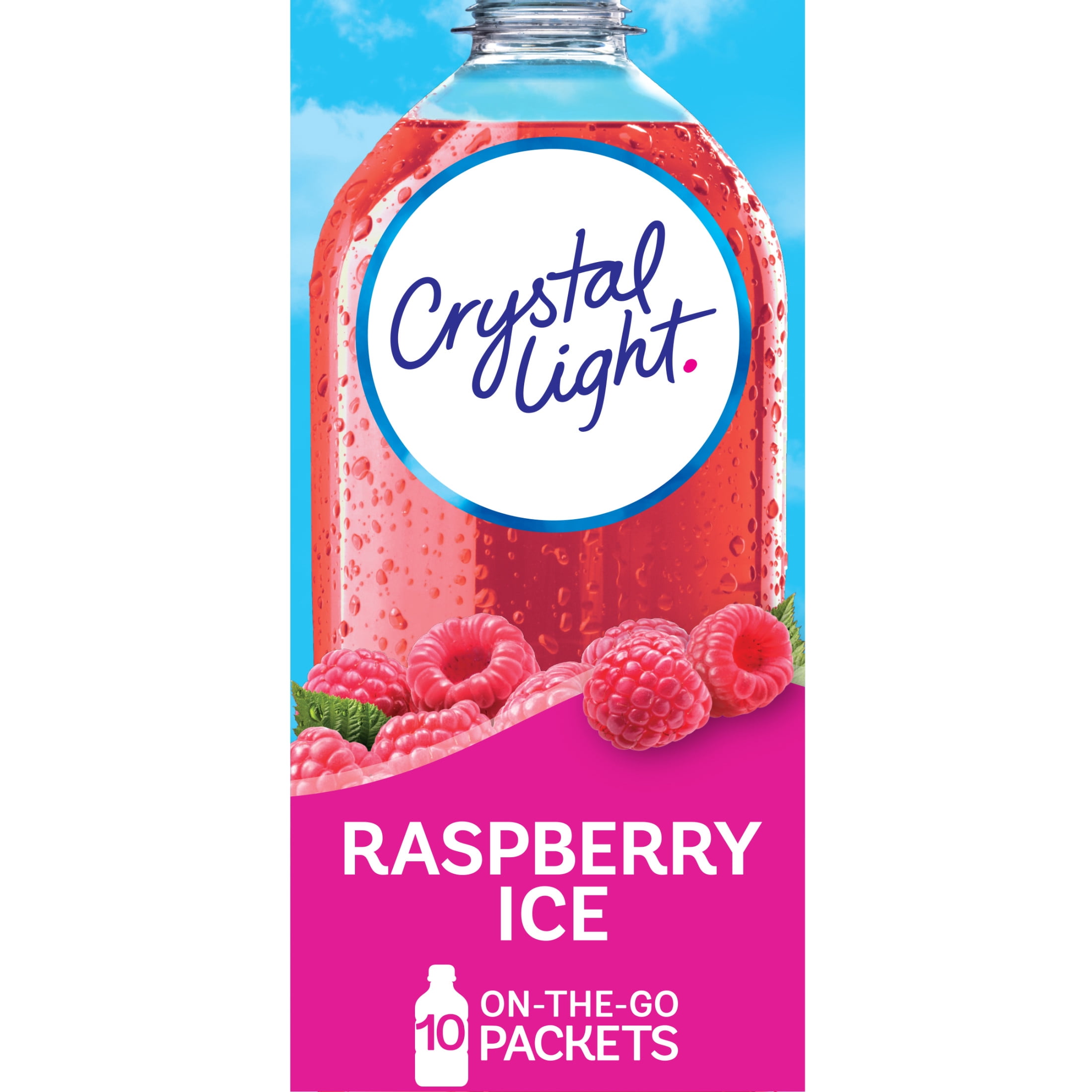 Crystal Light Raspberry Ice Sugar Free Drink Mix Singles Caffeine Free, 10 ct On-the-Go-Packets