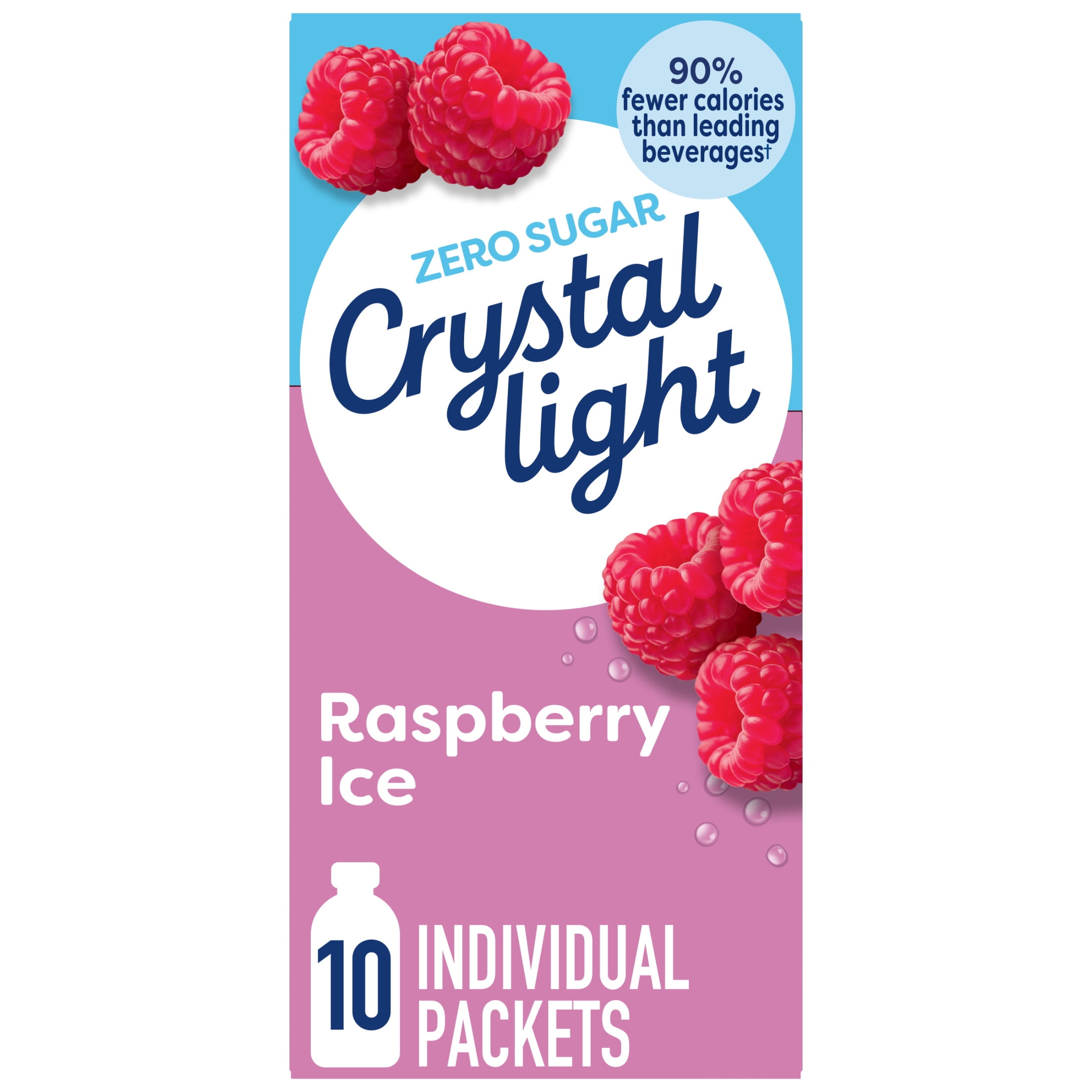 Crystal Light Drink Mix, 10 Packets, for Convenient On-the-Go Flavorful Hydration, Raspberry Ice Artificial Flavor, Zero Sugar, 0.6 oz