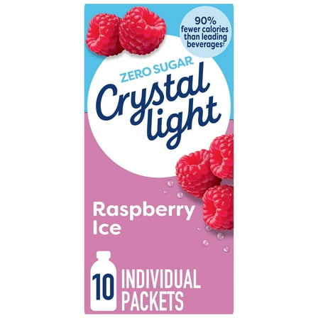 Crystal Light Drink Mix, 10 Packets, for Convenient On-the-Go Flavorful Hydration, Raspberry Ice Artificial Flavor, Zero Sugar, 0.6 oz