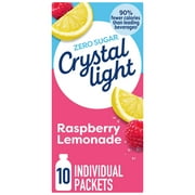 Crystal Light Drink Mix, 10 Packets, for Convenient On-the-Go Flavorful Hydration, Raspberry Lemonade artificial flavor, Zero Sugar, 0.8 oz