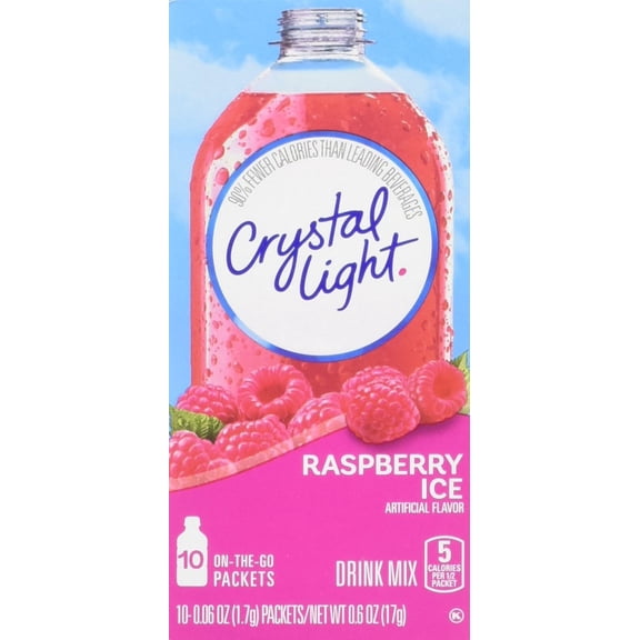 Crystal Light Refreshing Sugar Free Raspberry Ice Powdered Drink Mix, 10 Ct - Packets (Pack - 4)