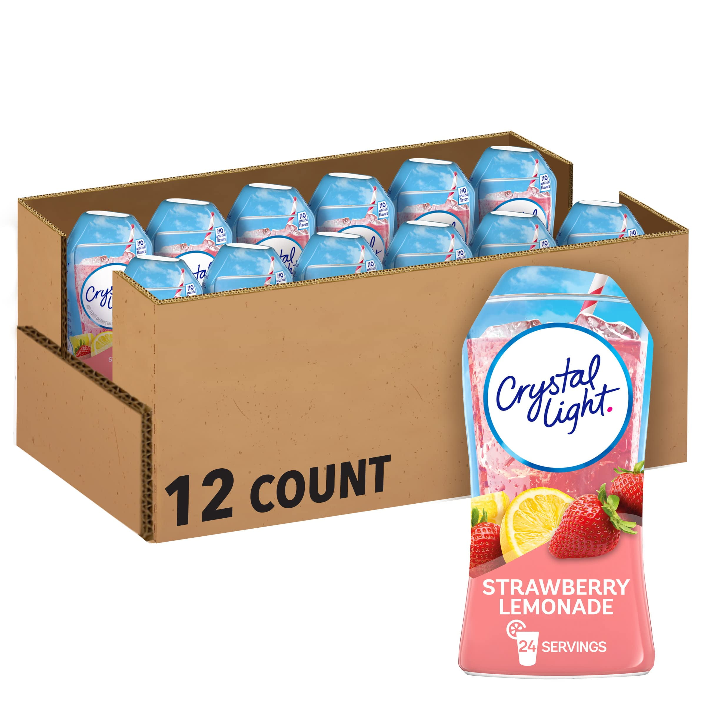 (12 pack) Crystal Light Liquid Strawberry Lemonade Naturally Flavored Drink Mix, 1.62 fl oz Bottle