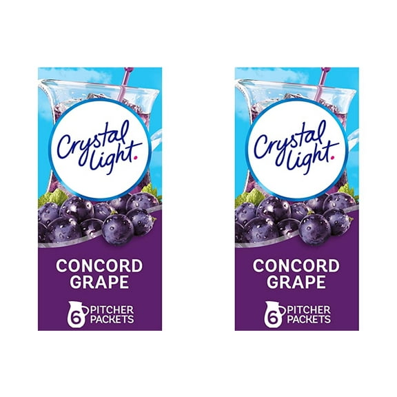Crystal Light Sugar-Free Concord Grape Low Calories Powdered Drink Mix 6 Count Pitcher Packets (Pack of 2)