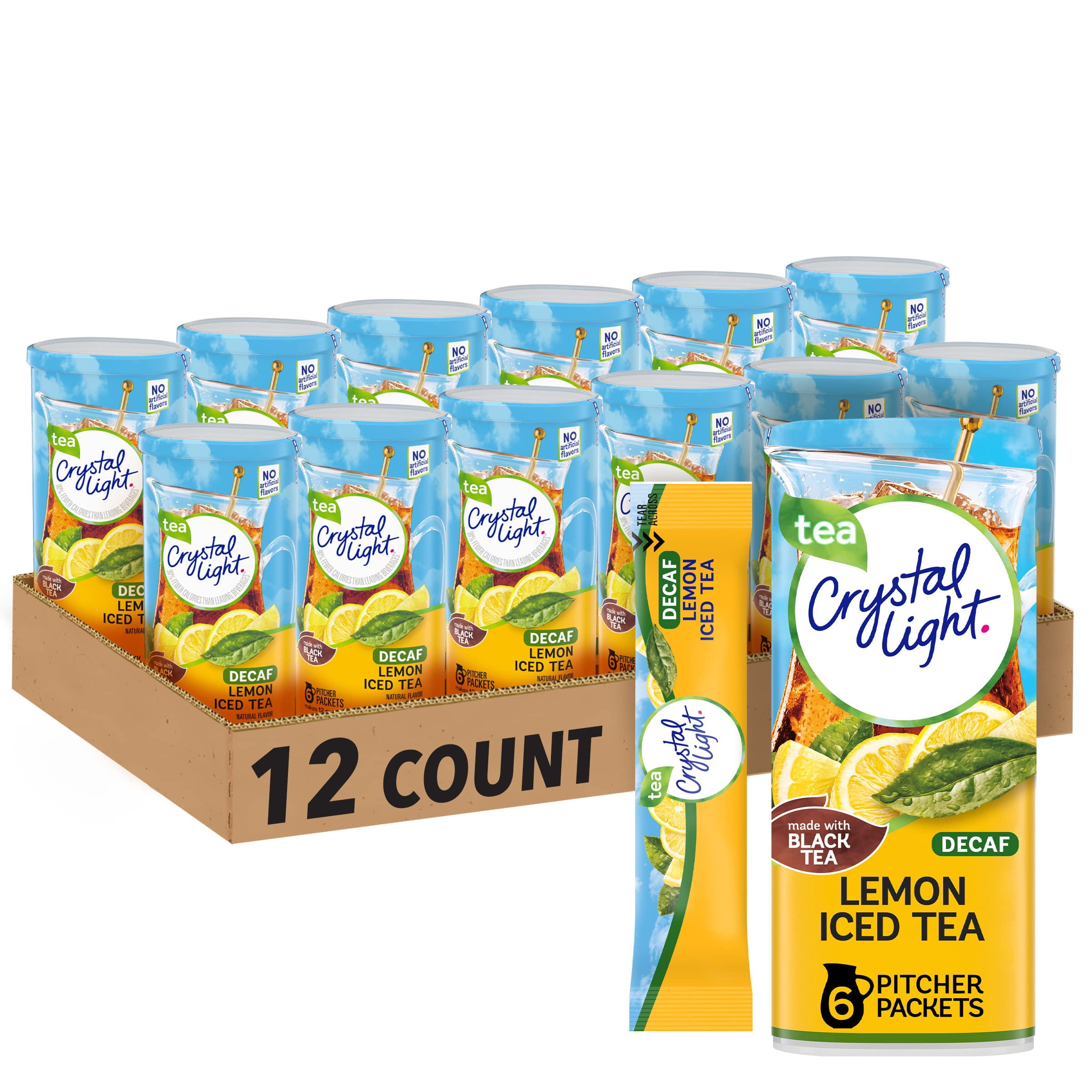 Crystal Light Sugar-Free Decaffeinated Lemon Iced Tea Powder, Pack