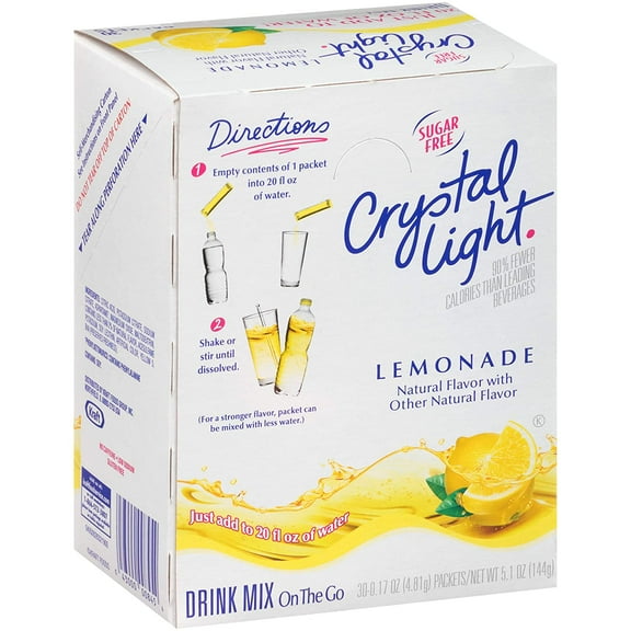 Crystal Light Sugar-Free Lemonade Drink Mix (120 On-the-Go Packets, 4 Packs of 30)