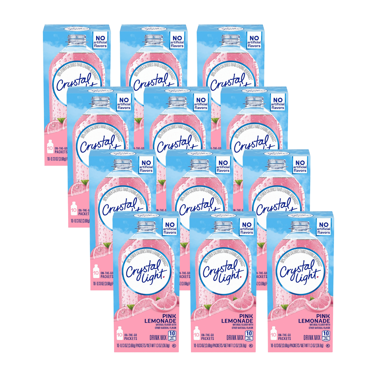 Crystal Light Pink Lemonade Drink Mix, 10 Count Packets, Pack of 12
