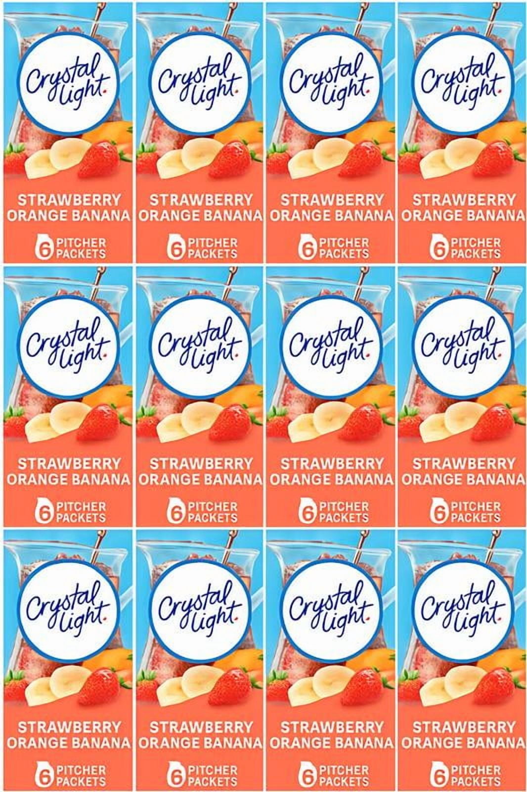 (12 pack) Crystal Light Strawberry Orange Banana Sugar Free Drink Mix Caffeine Free, 6 ct Pitcher Packets