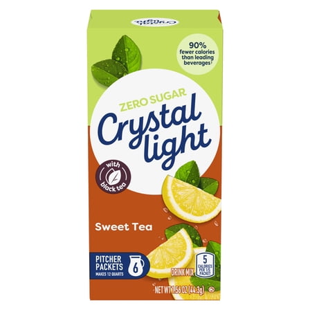 Crystal Light Drink Mix, 6 Pitcher Packets, for Flavorful Hydration and Shareable Refreshment, Sweet Tea Natural Flavor, Made with Black Tea, 1.56 oz