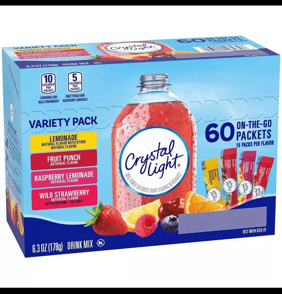 Crystal Light Variety Pack Drink Mix Packets 60 pk.