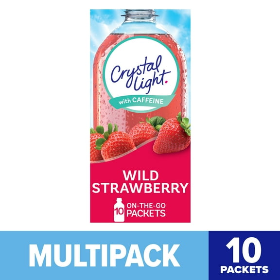 Crystal Light Wild Strawberry Sugar Free Drink Mix Singles with Caffeine, 13 ct On-the-Go-Packets