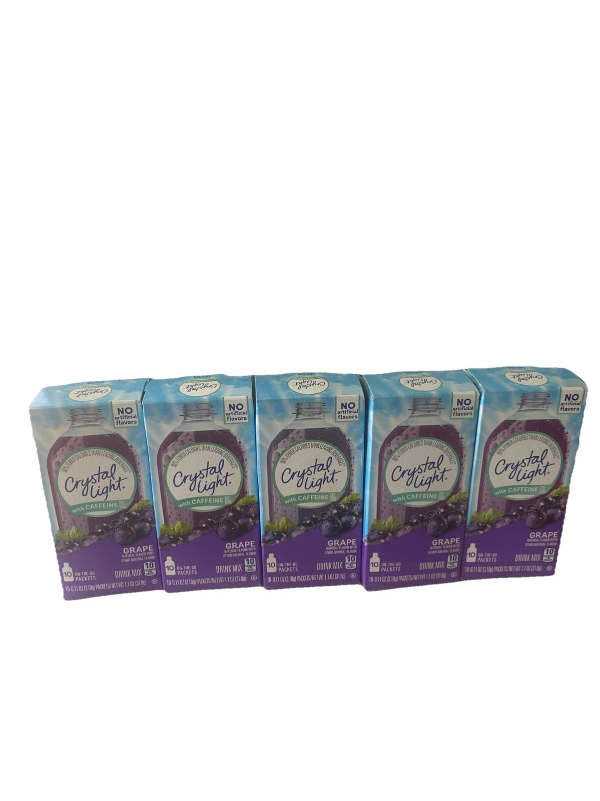 Crystal Light With Caffeine On The Go Concord Grape Drink Mix 10-Packets 5 boxes