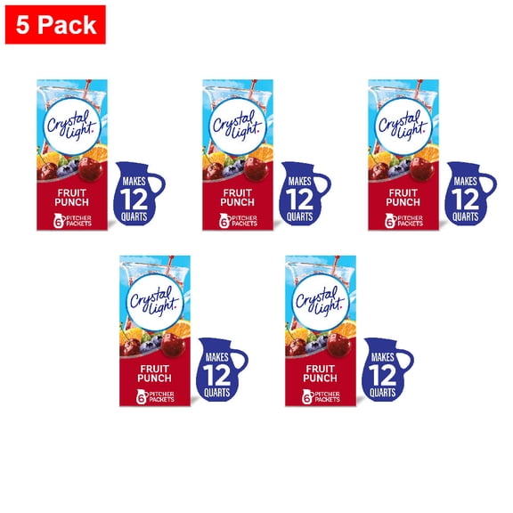 Crystal Light Zero Sugar Fruit Punch Drink Mix Packets 6 ct - 5 Pack