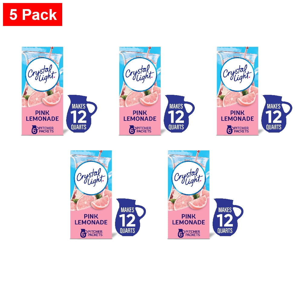 Crystal Light Zero Sugar Pink Lemonade Drink Mix Packets 6 ct - 5 Pack