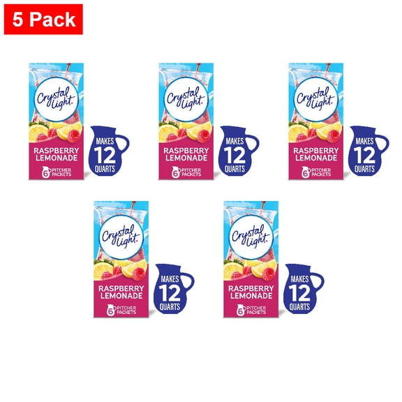 Crystal Light Zero Sugar Raspberry Lemonade Drink Mix Packets 6 ct - 5 Pack