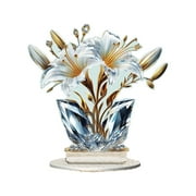 Crystal Lily Flower Figurines Collectibles Gifts for Women Friends, Colorful And Rose Series Acrylic Study Decoration Bedroom Living Room Desktop Decoration