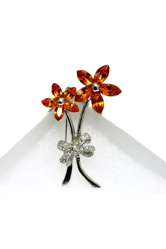 Crystal Lily Silver Brooch, Rhinestone Lily Flower Pin, Spring Flower Fashion Jewelry For Women