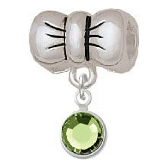 Crystal Lime Green Channel Drop - Bow Charm Bead