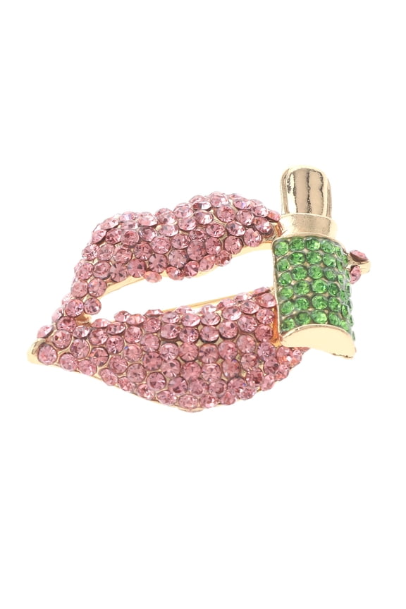 Crystal Lips Brooch