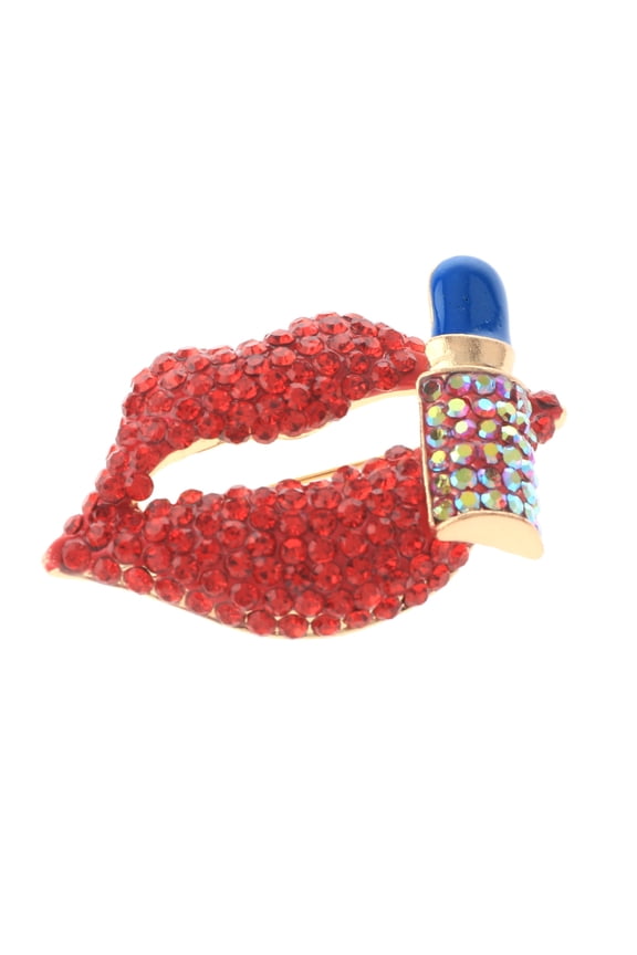 Crystal Lips Brooch