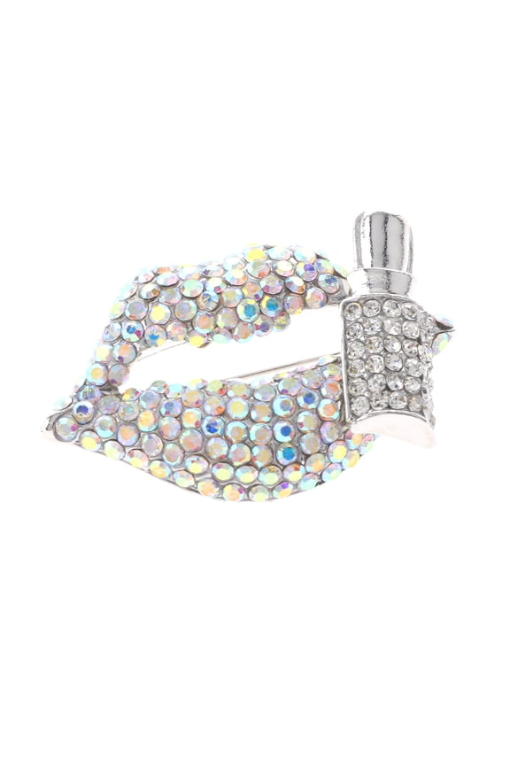Crystal Lips Brooch