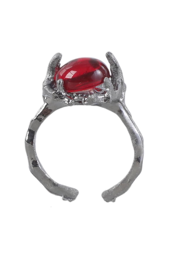 Crystal Liquid Metal Open Ring Thorn Lava Retro Adjustable Large Zircon Ring Unisex Accessories Stylish Gothic Jewelry