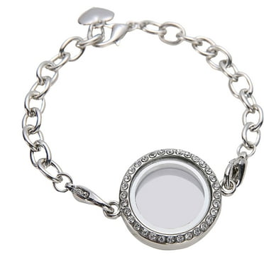White Alloy Magnetic Locket Bracelet for Photos or Charms Great Gift for Women 7.5 Inch