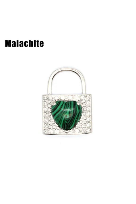 Crystal Lock Schoolbag Shape Pendant Chakra Stone Heart Quartz Ornaments Healing