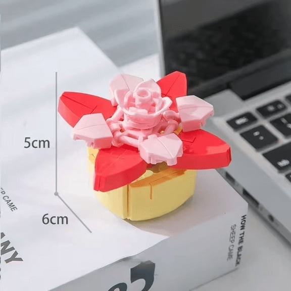 Wizardi Brick Mini Potted Plant - Crystal Lotus F07M9-12(104)-C3  Artificial Botanical Flower Toy, ABS Plastic 104 Pcs, Desktop Decor for Adults & Teens