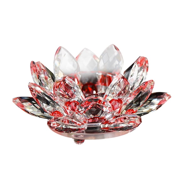 Crystal Lotus Flower Tealight Candle Holders/Glass Tea Light Candlestick Decor Decoration for Christmas Home,Wedding Bar Party Home Decor,G