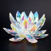 Crystal Lotus Glass Figurine Yoga Buddhism Healing Meditations Lotus Flower Gift Table Car Home Decor