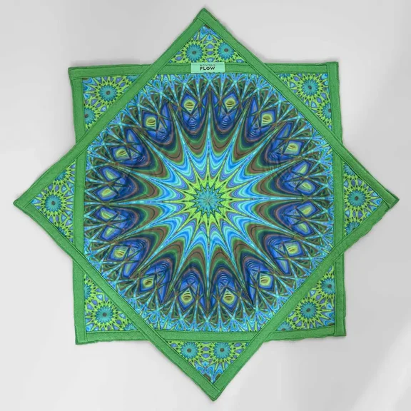 Crystal Lotus UV Flow Star | Spin Cloth Dapo Star | Festival Rave Juggling Fabric Disc