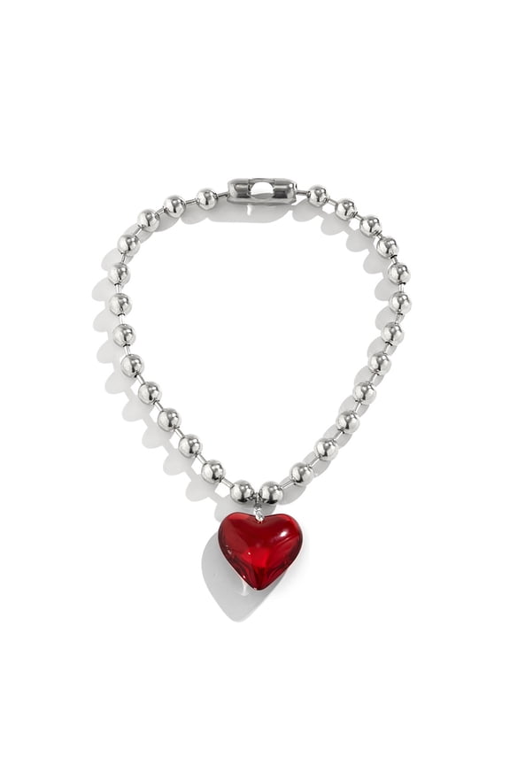 Crystal Love-shape Necklace Female Temperament Net Red Collarbone Chain Korean Version Student Simple Jewelry