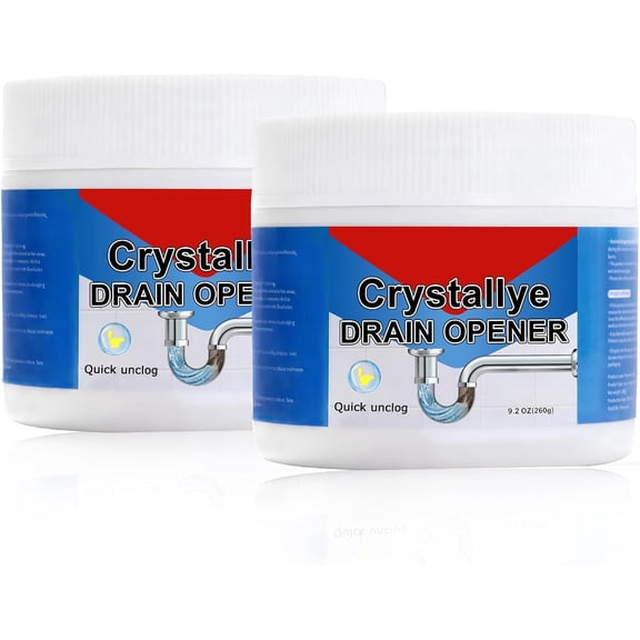 Crystal Lye Drain Opener  Powerful Unclogging Action for Bathroom & Kitchen Pipes (2PC)