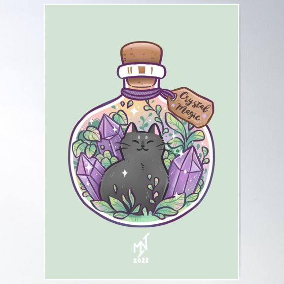 Crystal Magic Bottle Pale Green Poster Wall Art, Modern Wall Decor For Living Room Bedroom, 8x12 UNFRAMED