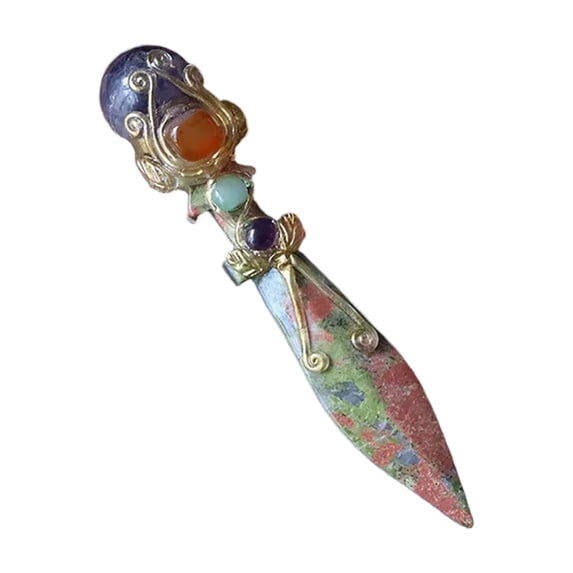 Crystal Magic Dagger with 6.5 Inch Stone Blade,Halloween Desk Decor for Gothic Home Accent,Unique 1 Pack