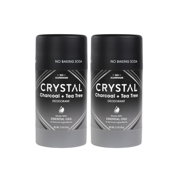 Crystal Magnesium Stick Deodorant, 5.0 oz., 2 Pack, Charcoal + Tea Tree