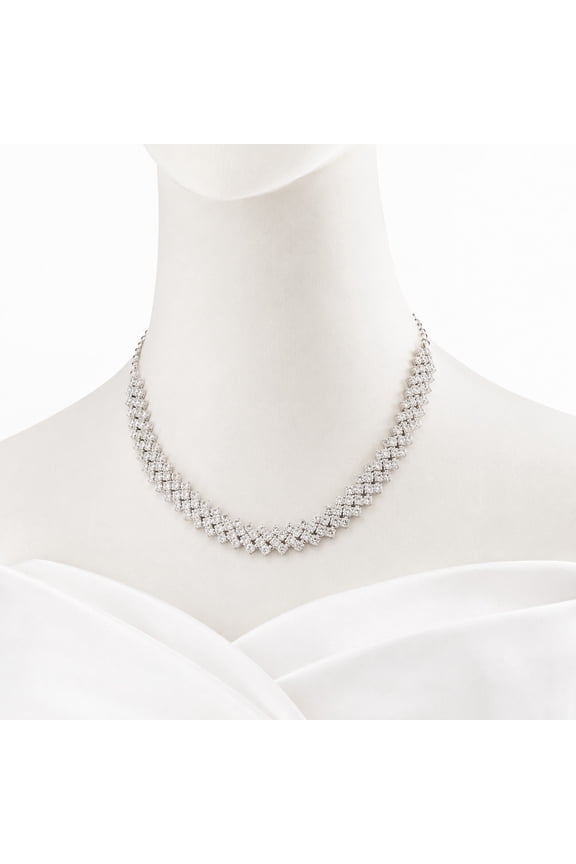 Choker Clear, Rhinestone Necklace, Stainless Steel, (Includes Jewelry Pouch), 14 Inch,