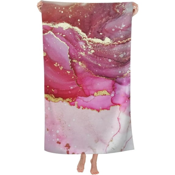 Crystal Marbling Large Beach Towel - Plush Thick Cotton Pool Towel, Adult Beach Towels