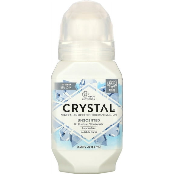 Crystal Mineral Body Deodorant Roll-On, Unscented 2.25 oz (Pack of 2)
