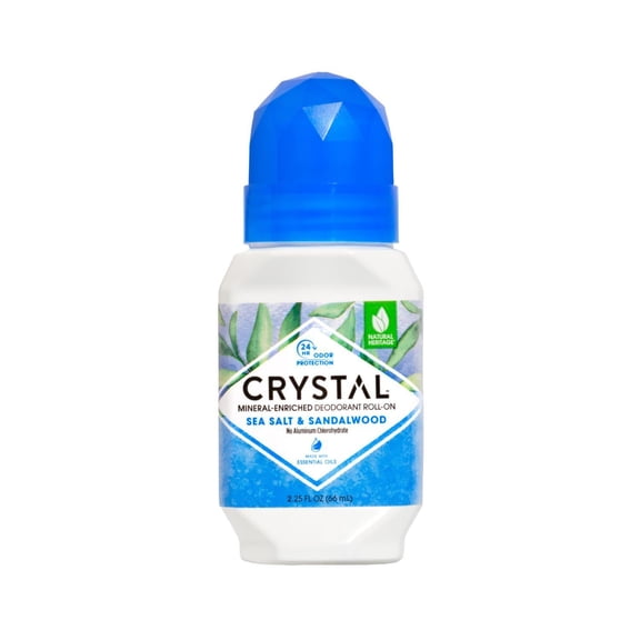 Crystal Mineral Deodorant Roll-On, 2.25 Fl. Oz., 1 Pack, Sea Salt + Sandalwood