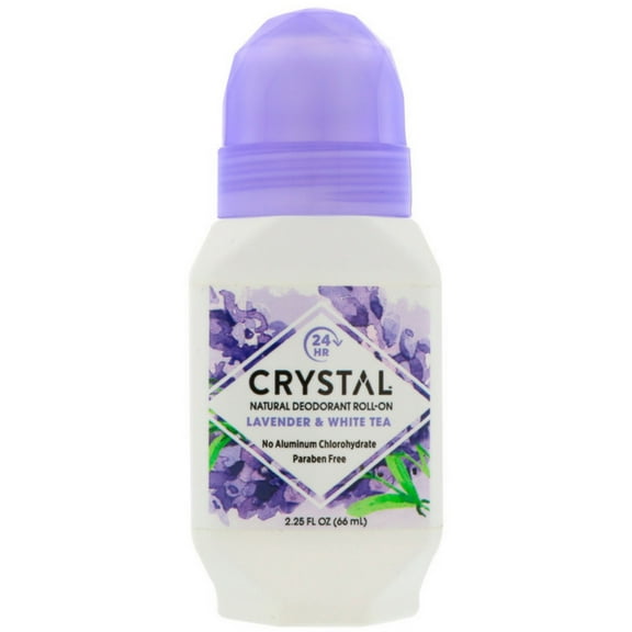 Crystal Mineral Deodorant Roll-On, Lavender & White Tea 2.25 oz (Pack of 4)