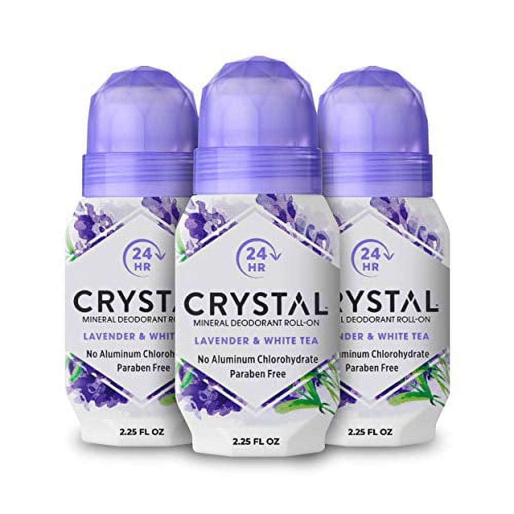 Crystal Mineral Deodorant Roll-On Lavender & White Tea, Paraben Free, 2.25 Ounce