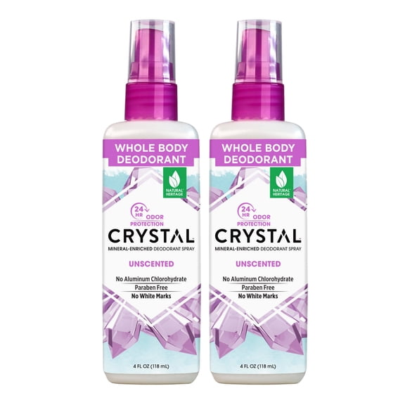 Crystal Mineral Deodorant Spray, 4 oz., 2 Pack, Unscented