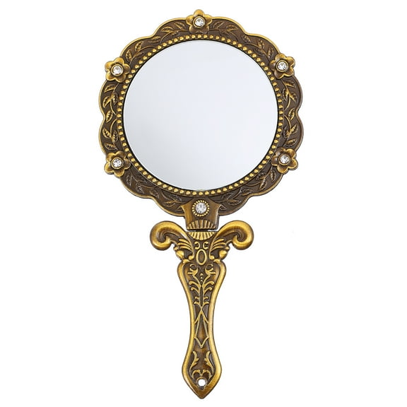 Golden Alloy Folding Mirror for Daily Use with Clear Surface and Vintage Style 1 Piece