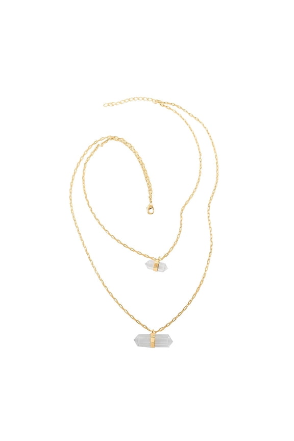 Crystal Mix Goldtone Double Layer Necklace for Women Jewelry Size 21-23" Birthday Christmas Gifts for Women