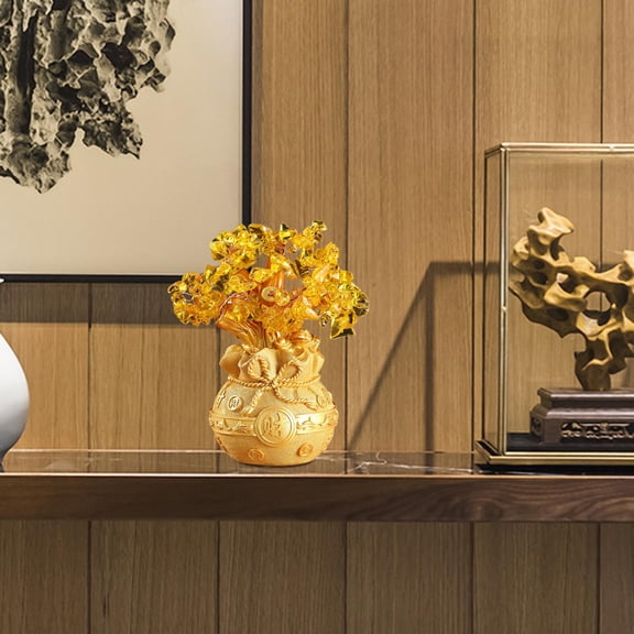 Crystal Money Tree, Feng Shui Bonsai Tree Artificial Trees Figurine Tabletop Decoration with Base for Home